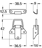 Drawing of train set baseboard toggle catch - photo